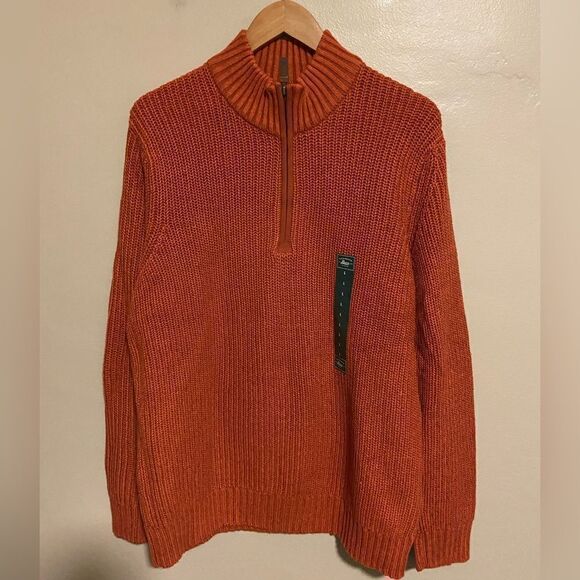 BASS G.H. BASS & CO NWT high neck ribbled quarter zip jacket L - Picture 1 of 11